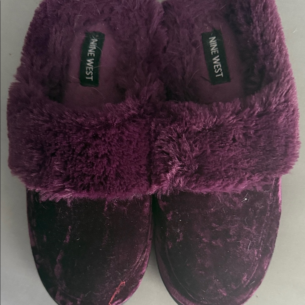 Nine West Plush Velvet Slip-Ons in Plum